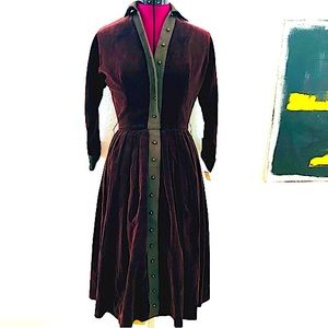 1950s velvet midi dress